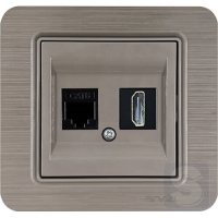 Розетка компьютерная RJ45 Cat6 + Розетка HDMI Arvia Electric Lavin Медь (21 28 4010 255)